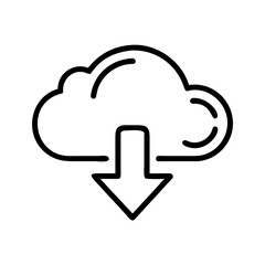 Cloud download icon with arrow in a simple line design  