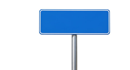 Blank Blue Road Sign on a Pole Isolated on White Background Ready for Text or Graphics