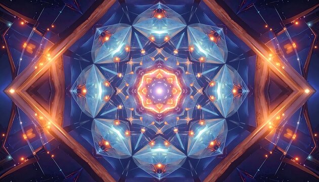Abstract symmetrical kaleidoscope pattern