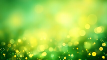 Obraz premium Radiant Emerald Green Bokeh Lights in a Sunlit Meadow, Creating a Dreamy Abstract Design Effect