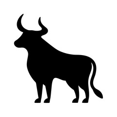Silhouette of a majestic bull standing powerfully against a white backdrop