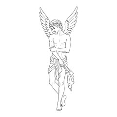 Stylized Eros Lineart – Eros Vector Illustration with Smooth Passionate Symbolism – Eros Drawing – Line Art Drawing of Eros – Eros Icon