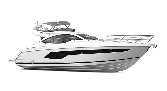 Luxury Yacht Silhouette on White Background - Perfect for Maritime and Travel Themes