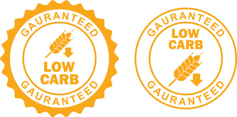 Low Carb Nutrition Certified Label – Wellness Food Logo Icon Sticker Stamp