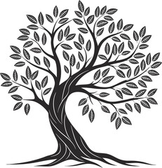 Obraz premium Tree Vector Illustration, Green Leafy Tree Design, Flat Nature Tree Icon, Botanical Tree Graphic