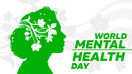 World mental health day banner  - vector illustration.