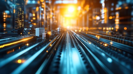 Futuristic Industrial Tracks with Warm Lighting