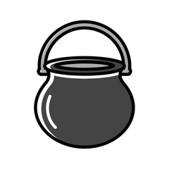 Fototapeta premium Cartoon Cauldron with Handle for Brewing Potions or Soups