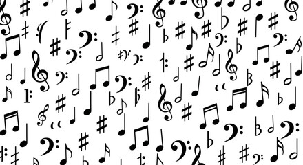 Fototapeta premium Hand Drawn Musical Notes and Symbols Seamless Pattern.