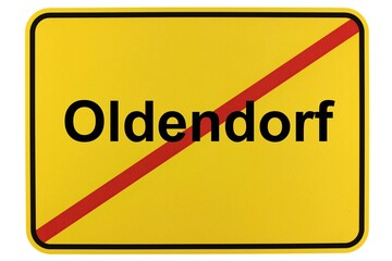 Illustration eines Ortsschildes der Gemeinde Oldendorf in Niedersachsen