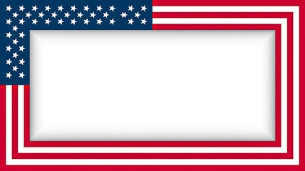 American flag frame with stars and stripes on white background