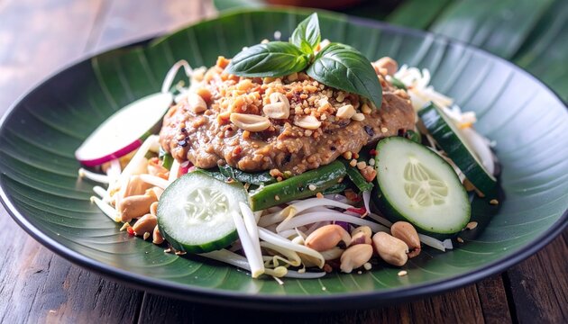 Karedok Sundanese Salad. Traditional Indonesian food