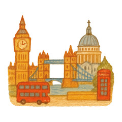 PNG Charming London cityscape illustration.