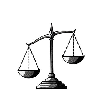 Balance scale tipping with uneven weight on each side, symbolizing dramatic imbalance and minimalism