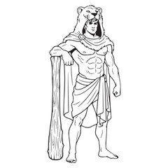 Obraz premium Classical Greek Heracles Lineart – Heracles Vector Illustration with Ancient Heroic Form – Heracles Drawing – Line Art Drawing of Heracles – Heracles Icon