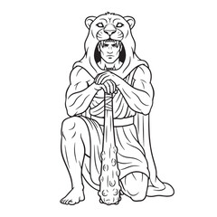 Courageous Heracles Lineart – Heracles Vector Outline Drawing with Ancient Heroic Details – Heracles Drawing – Vector of Heracles – Heracles Outline