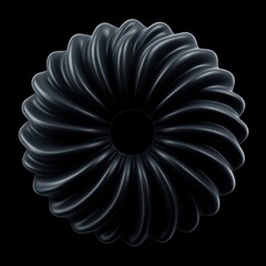 Unique black decorative piece with intricate fluted design suitable for modern decor and artistic displays