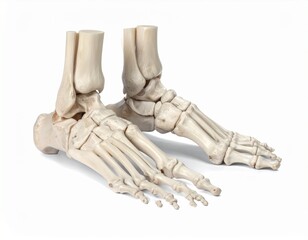 Anatomical Study Detailed View of a Human Foot Skeleton Isolated on White Background