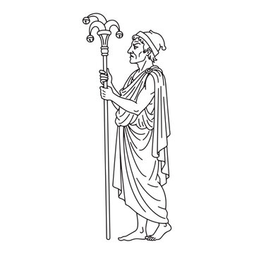 Satire God Momus Lineart &ndash; Momus Vector Outline Drawing with Balanced Divine Details &ndash; Momus Drawing &ndash; Vector of Momus &ndash; Momus Outline