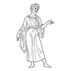 Celestial Momus Lineart – Momus Vector Outline Drawing with Mythological God of Mockery Shape – Momus Drawing – Vector of Momus – Momus Outline