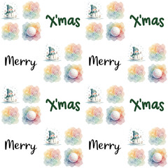 Merry Christmas seamless pattern.