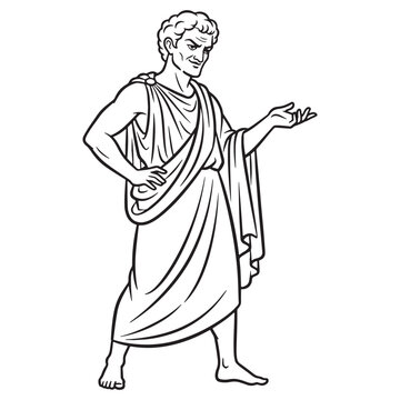 Mythical Momus Lineart &ndash; Momus Vector Outline Drawing with Classical God of Satire Form &ndash; Momus Drawing &ndash; Vector of Momus &ndash; Momus Outline