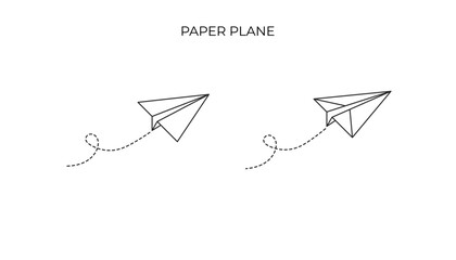 This icon depicts two stylized paper airplanes with dashed flight paths. It's a clean, minimalist design representing messages, travel, or creativity.