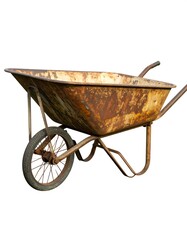 Rusty metal wheelbarrow