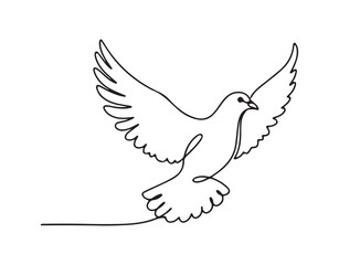 Obraz premium A flying dove depicted in one continuous line 
