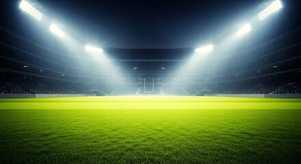 Spectacular American Football Stadium Under Bright Lights Ready for Championship Game