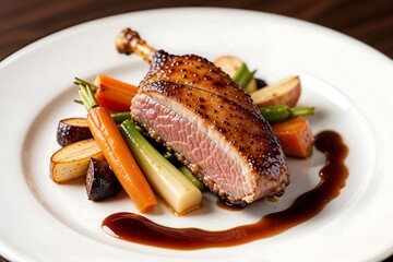 Roasted Duck Breast with Roasted Vegetables - Gourmet Food Photography