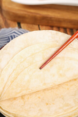 Fresh Steamed Dumpling with Chopsticks on Wooden Table - Asian Cuisine Gourmet Food Photography