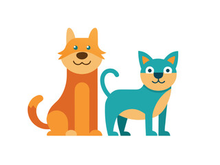 Cute Cat and Dog Illustration