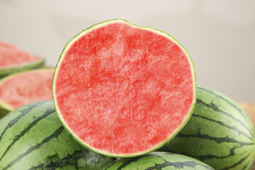 Fresh Cut Watermelon Half with Red Flesh - Summer Fruit from Hubei China