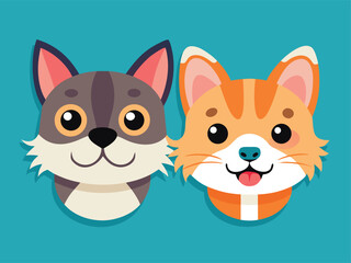 Flat Design Cat and Dog Characters