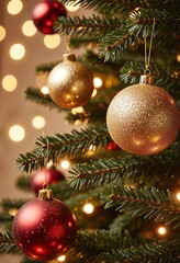 Fototapeta premium Sparkly and glowing Christmas ornaments