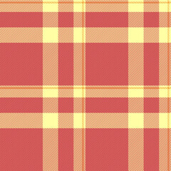 Panel textile tartan fabric, open vector pattern check. Stage seamless texture plaid background in red and yellow colors.