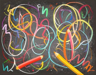 Colorful abstract scribbles on a chalkboard