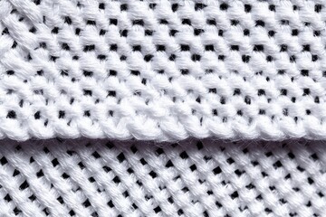 Close-up of white knitted fabric with intricate pattern