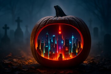 Neon Skyline Pumpkin