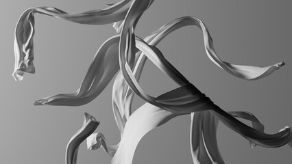 3d rendering. Abstract tangled ribbons isolated on neutral background