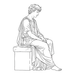 Artistic Hypnos Lineart – Hypnos Vector Illustration with Balanced Mythological God Style – Hypnos Drawing – Line Art Drawing of Hypnos – Hypnos Icon