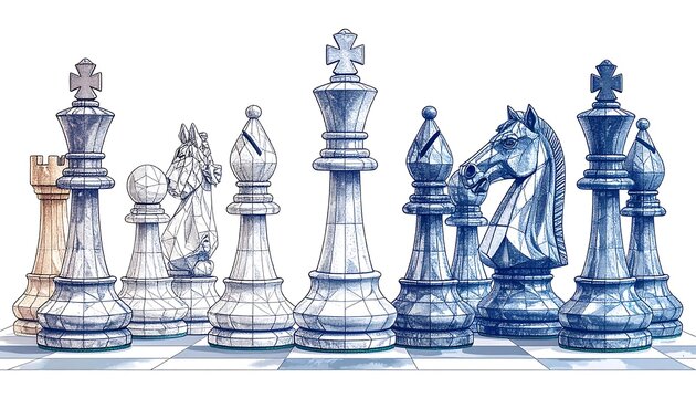 3D Wireframe Chess Set