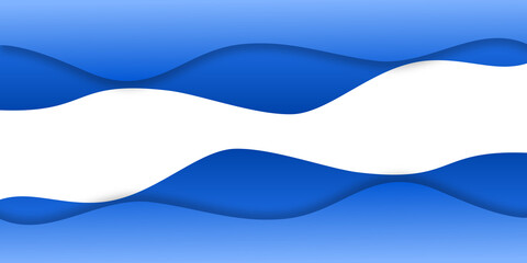 Creative wavy abstract background with blue fluid shapes and white space