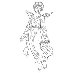 Artistic Hypnos Lineart – Hypnos Vector Illustration with Refined Divine Sleep God Style – Hypnos Drawing – Line Art Drawing of Hypnos – Hypnos Icon