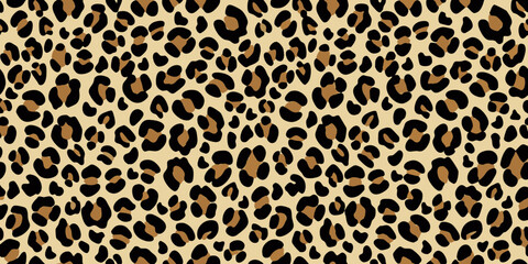 Classic leopard print seamless pattern texture background in black and tan