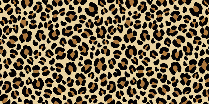 Classic leopard print seamless pattern texture background in black and tan