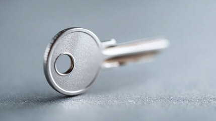 Macro shot of a key. Conceptual image of security, access, solution, or opportunity. Neutral tones for versatile use. Minimalist, symbolic, and sharp.