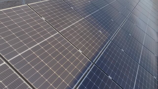 Close-up view of solar panels capturing sun for renewable energy
