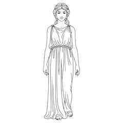 Rebirth Persephone Lineart – Persephone Vector Illustration with Floral Seasonal Style – Persephone Drawing – Line Art Drawing of Persephone – Persephone Icon